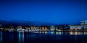 Night view of Hamburg city