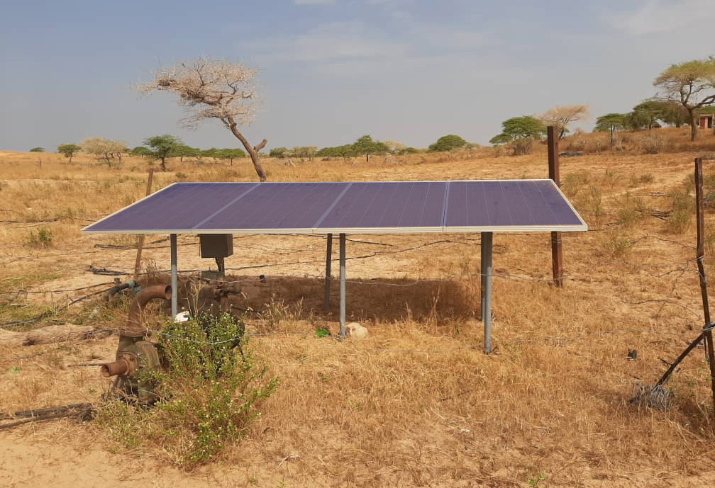 Solar panel standing in the Senegal desert