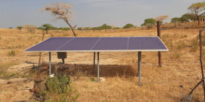 Solar panel located in the middle of Senegal nature